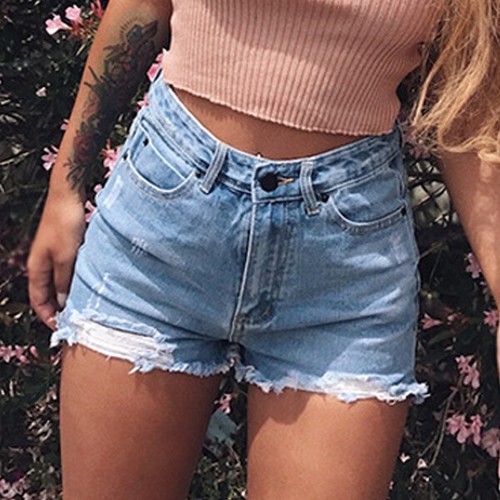 Womens Summer Beach Stretch High Waist Jeans Denim Shorts Pants Casual Hotpants