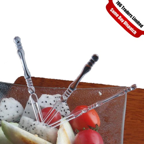 PLASTIC FORKS PICKER HEAVY DUTY CLEAR PLASTIC FORKS DISPOSABLE CUTLERY PARTY SET