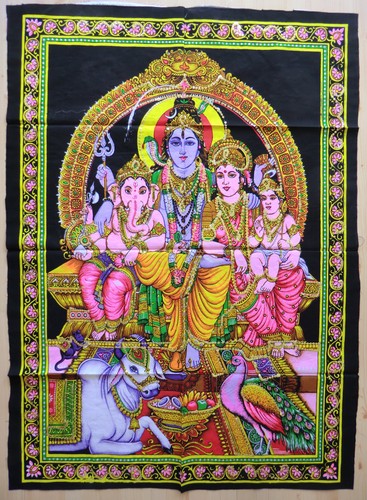 72 x 100 cm Wandbehang Bild Shiva Ganesha Parvati Krishna Radha Lakshmi Buddha