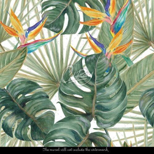 Palm Paradise Vintage Leaves removable wallpaper self adhesive watercolor