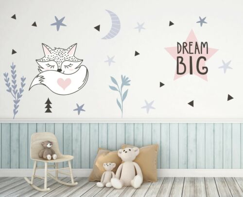 Dream Big Fox Kids Nursery Assortment Scandinavian Style Decal Wall Stickers