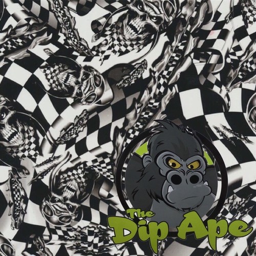 RACING SKULLS CHECKERED FLAG HYDROGRAPHIC WATER TRANSFER HYDRO FILM DIP APE