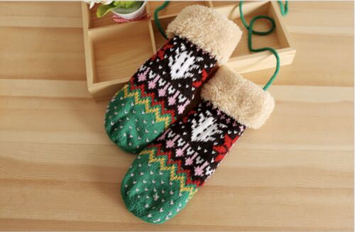 Ladies‘ Winter Warm Thicking Hot Thermal Knitted Mittens Full Finger Gloves 