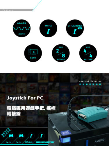 1PC X Rockfire USB to 15 Pin Female MIDI Joystick Game Port Nest Converter Black