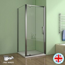 Pivot Shower Door Hinge Cubicle Enclosure Screen Glass Panel with Tray Riser Kit