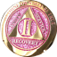 2 Year AA Medallion Elegant Glitter Pink Gold Plated Sobriety Chip Coin two