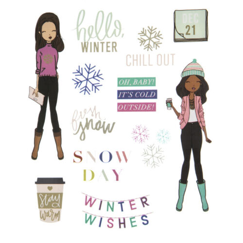 2 Sheets Trendy Girl Hello Winter Stickers Papercraft Planner Seasonal Journal 