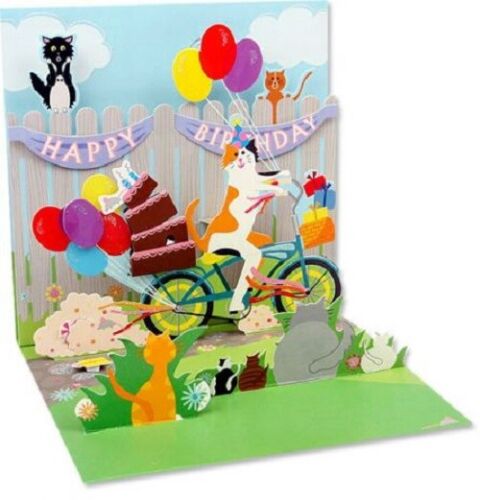 Cat and Cake Bike Ride 3D Pop-up Card by Up With Paper