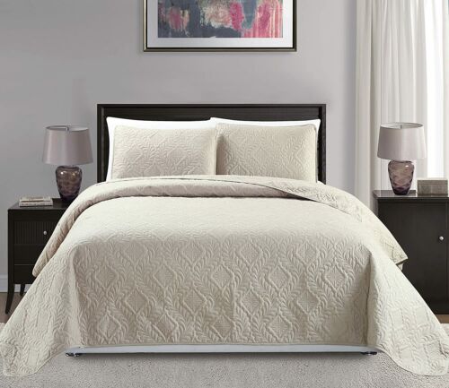 Details about  / Mk Collection 3pc King//California King Over Size 118/"x106/" Diamond Bedspread Bed