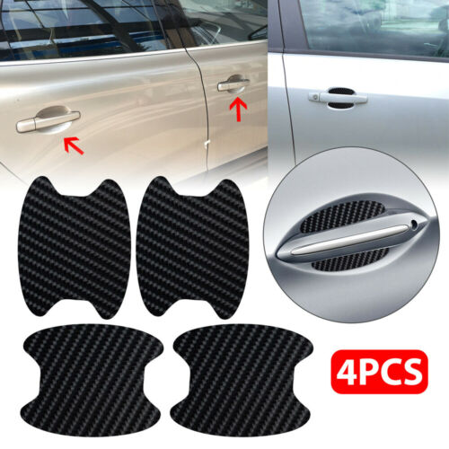4pcs Carbon Fiber Auto Car Door Handle Cover Protector Film Anti-Scratch Sticker 