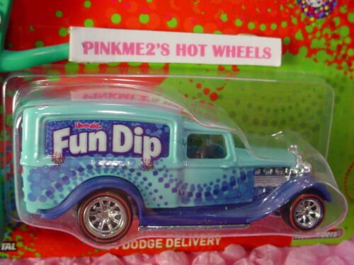 2016 Wonka Hot Wheels Fun Dip '34 DODGE DELIVERY☆Blue☆Real Riders☆Pop Culture 