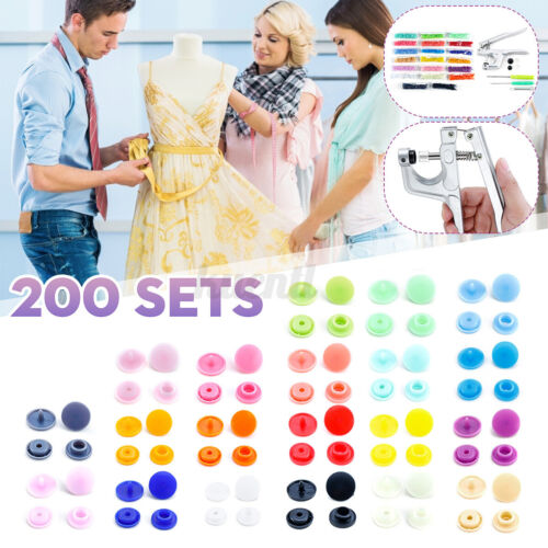 200pcs Sets 20 Colors T5 Plastic Fastener Snap DIY Resin Press Stud Tool Kit U 