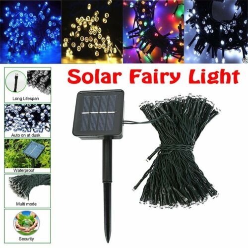 Solar 100/200/500 LED String Fairy Lights Garden Outdoor Party Tree Lamp Decor 