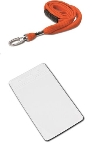 Orange Tubular Safety Breakaway Neck Lanyard with Portrait ID Card Badge Holder