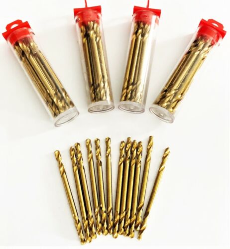 60 TITANIUM 1//8/" HIGH SPEED STEEL DOUBLE ENDED SPLIT POINT STUBBY DRILL BITS