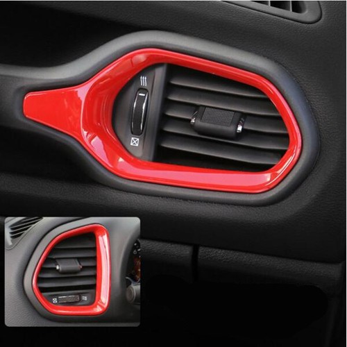 2Pcs ABS Red Air Outlet Vent Cover Frame Trim For Jeep Renegade 2015-2018