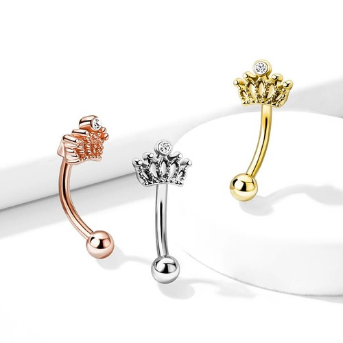 Augenbrauenpiercing Krone Rook Piercing Curved Barbell Zirkonia Anhänger #791