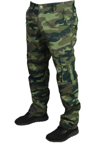 NEW KAM Mens Casual Camo Cargo Combat Pants Green Camouflage Waist 30-64