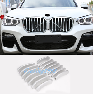 14PCS Chrome Front Center Grille Grill Cover Trim For BMW X3 G01 X4 G02 2018-19 