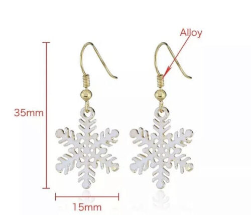 Christmas Xmas White Snowflake Dangle Earrings Jewellery