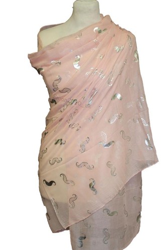 Women Voile Beautiful Silver Mustache Print Stole Neck Warm Scarf Shawl Wrap UK