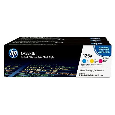 HP 125A 3-pack Cyan//Magenta//Yellow Original LaserJet Toner Cartridges