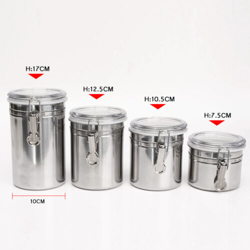 Stainless Steel Kitchen Sealed Canister Coffee Flour Sugar Tea Food Storage Can