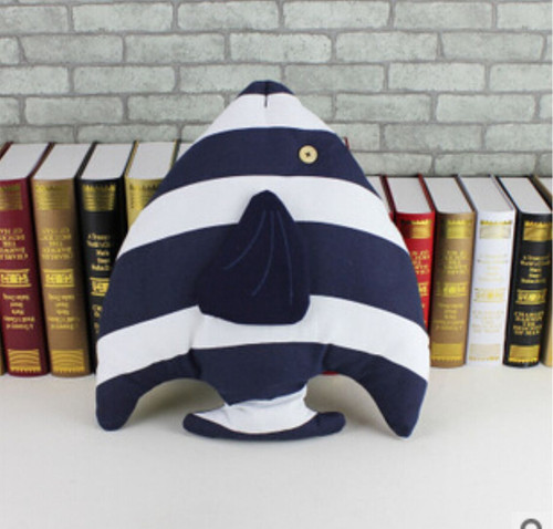 Nautical Rustic Modern Cushion Round Throw Pillow Navy Beach Fish Anchor Buoy