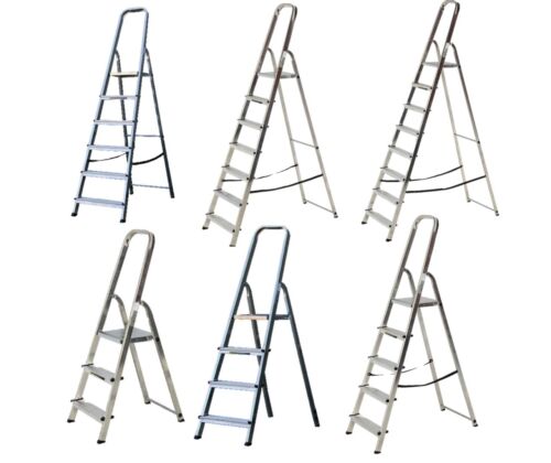 Aluminium Step Ladder EN131 Folding Platform Steps Grab Rail Youngman Stepladder 