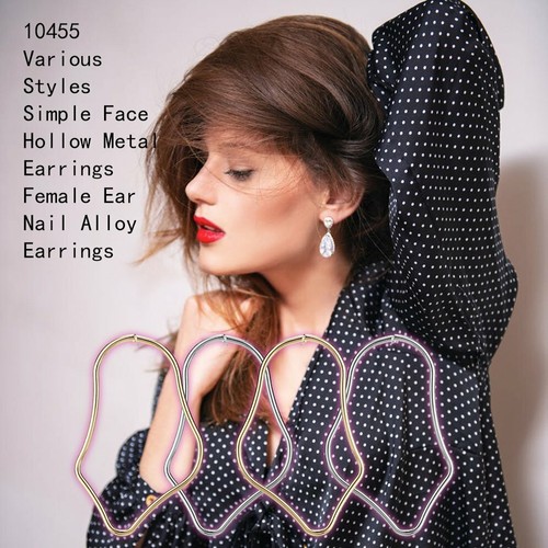 Creative Fashion Multiple Styles Simple Face Metal Hollow Earrings PQ