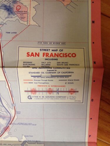 Details about  / 1 Of 2 1970 San Francisco Map North Peninsula California Map Chevron Club