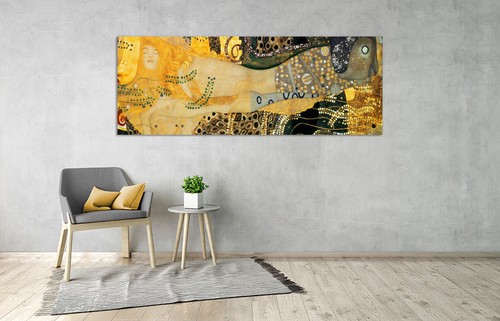 Stampa su Tela Vernice Effetto Pennellate GUSTAV KLIMT Water Serpents