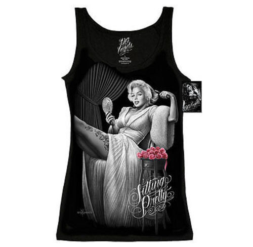 David Gonzales Dga Sitting Pretty Marilyn Monroe Roses Girls Tank Top S-3Xl