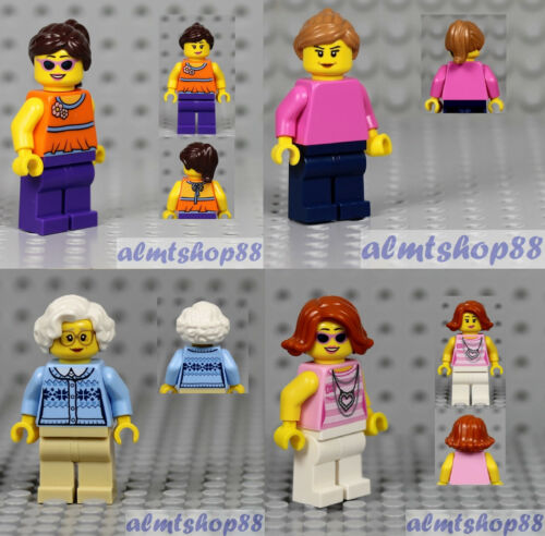 Girl Grandma Cardigan Torso Plain City Town 4x Female Minifigure Combo LEGO