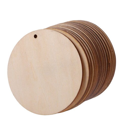 25pcs Unfinished Blank Wood Pieces Round Hanging Gift Tags with Hole 80mm