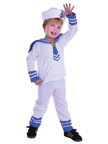 Childrens White Sailor Boy Outfit Fancy Dress Costume Nautical Outfit Toddler