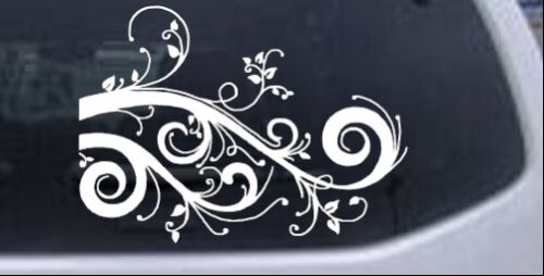 Swirl Vine Car or Truck Window Laptop Decal Sticker White 6X8.2