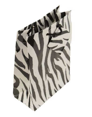 10 Zebra Print Drawstring Gift Bags Tags 75x88mm (4701)