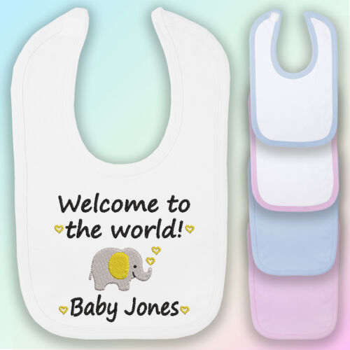 Personalised Welcome Baby Embroidered Baby Bib Gift New Arrival Gift 