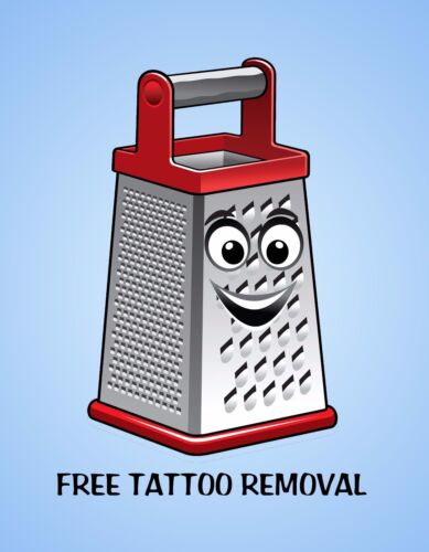 METAL MAGNET Happy Food Grater Free Tattoo Removal Family Friend Humor MAGNET 