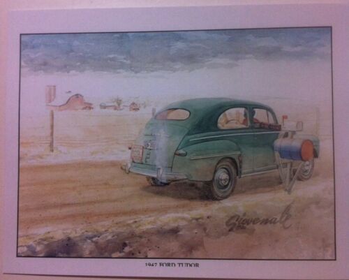 "1947 Ford Tudor" Illustration 8x10 Reprint Garage Decor 