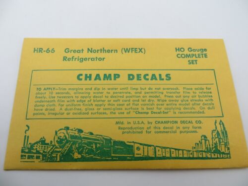 HO Champ Decals HR-66 Great Northern (WFEX) Refrigerator