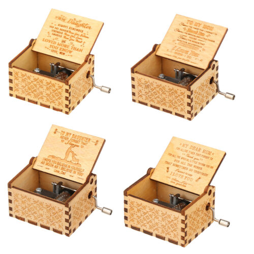 My Sunshine Birthday Wooden Hand Crank Antique Engraved Music Box Musical Boxes 