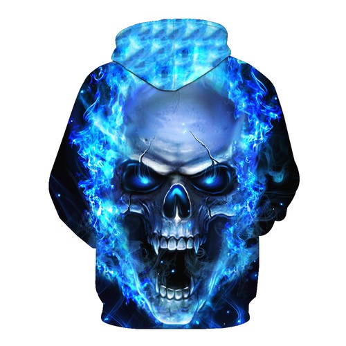 Men Wome Punk Rock Skull Head 3D Graphic Print Hoodie Sweatshirt Pullover Coat