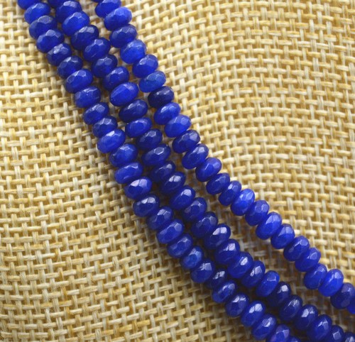 3 rangées fine 2x4mm Facettes SAPHIR BLEU pierres précieuses Cocarde Perles Collier AAA 17-19/"