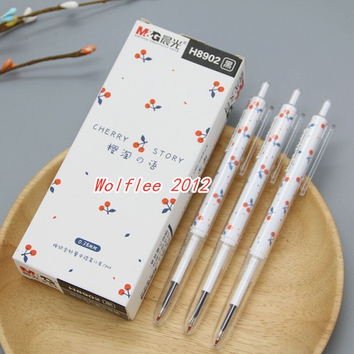 12 pcs M/&G 0.38mm/"Cherry story/" Retractable Gel Pen black ink,H8902