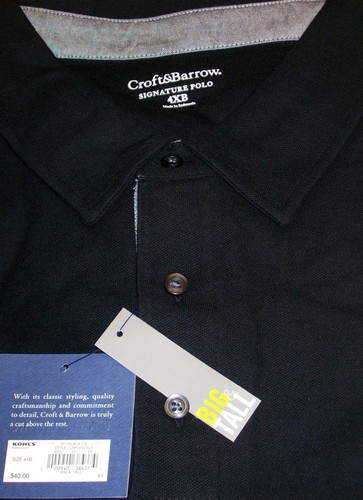 Croft /& Barrow Men/'s Signature Pique Polo Long Sleeve Shirt Big Tall 2XB 3XB 4XB