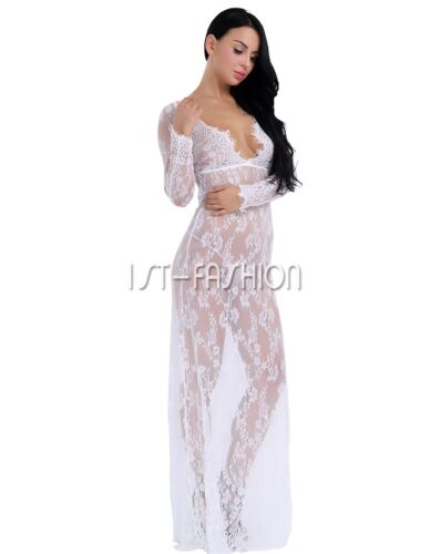 Damen Spitze Bademantel Kimono Kleid Hochzeit Nachtwäsche Dessous Nachtwäsche 