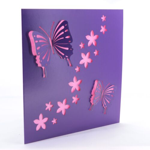 Birthday Wedding Mother's Day Purple Laser Cut Card with Butterflies 