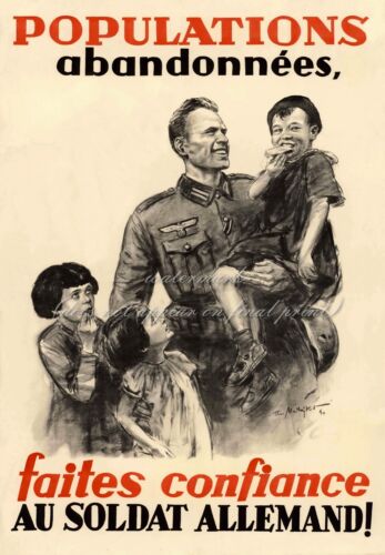 Vintage German WW2 Canvas or Poster Print Soldier ABANDONED PEOPLE OF FRANCE 